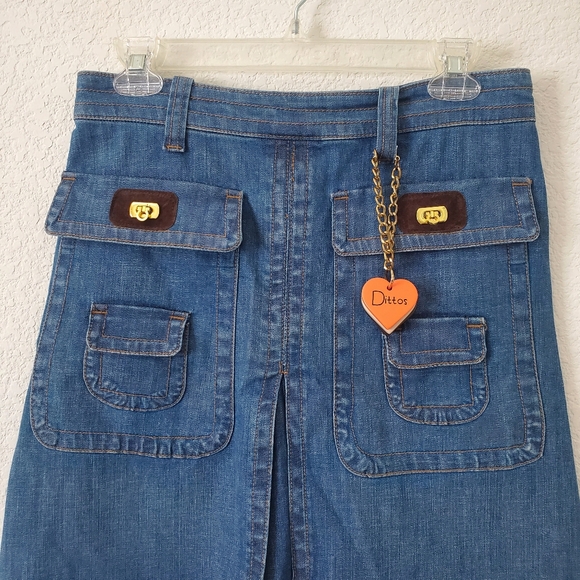 Dittos A-line Retro 70s Style Denim Skirt 28 Festival Boho Hippie Made in USA - Picture 2 of 16
